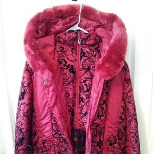 Woman jacket cotton,warm padded fitted fur collar